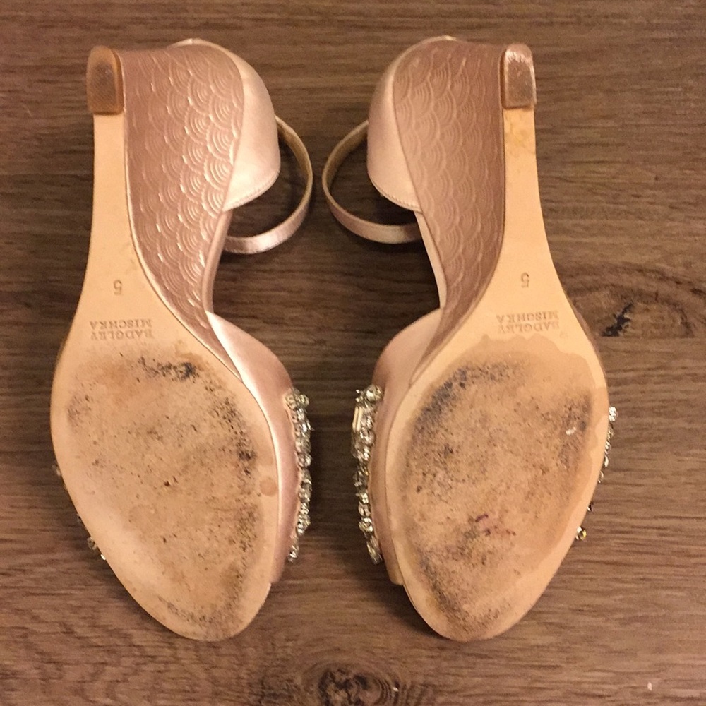 Badgley Mischka Blush Satin Wedge Shoe - Picture 5 of 5